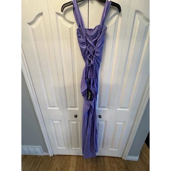 La Femme - 28506 Off Shoulder Tie Low-Cut Open Back Jersey Prom Dress Sz 8. - Picture 8 of 10